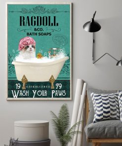 bath soap company ragdoll wash your paws cat vintage poster 2