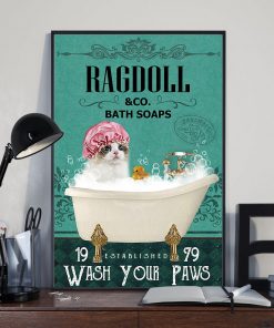 bath soap company ragdoll wash your paws cat vintage poster 3