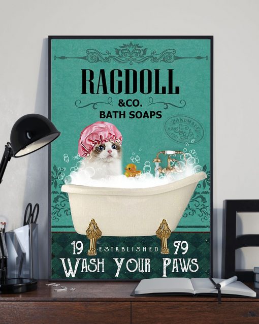 bath soap company ragdoll wash your paws cat vintage poster 3