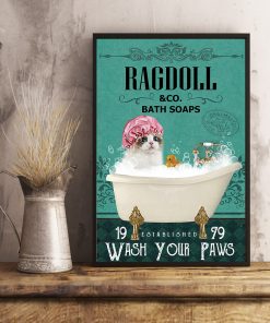 bath soap company ragdoll wash your paws cat vintage poster 4