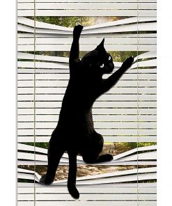 black cat on window poster 1