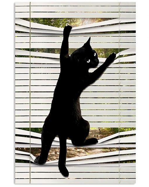 black cat on window poster 2