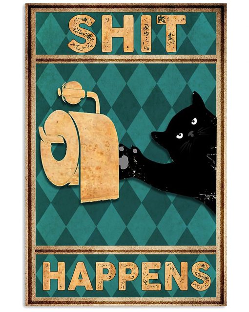 black cat shit happens vintage poster 1