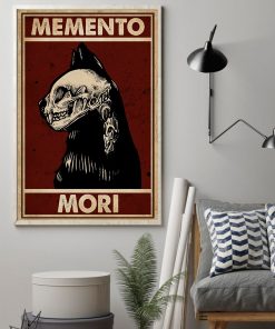 black cat skull memento mori vintage poster 2