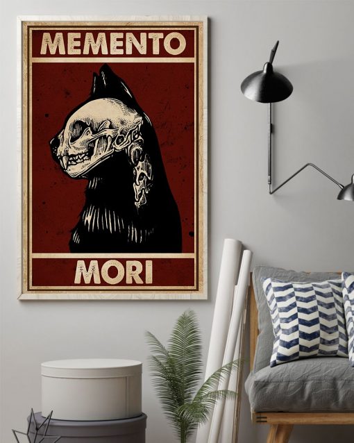black cat skull memento mori vintage poster 2