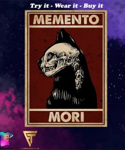 black cat skull memento mori vintage poster