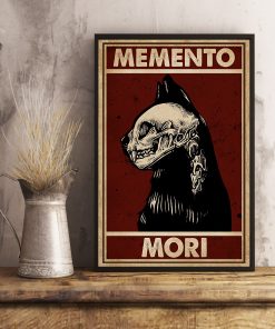 black cat skull memento mori vintage poster 3