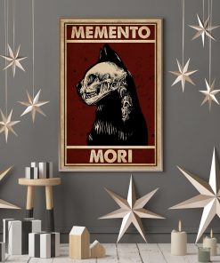 black cat skull memento mori vintage poster 4