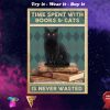 black cat time spent with books and cats is never wasted vintage poster