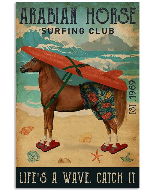 diving club arabian horse lifes a wave catch it vintage poster 1