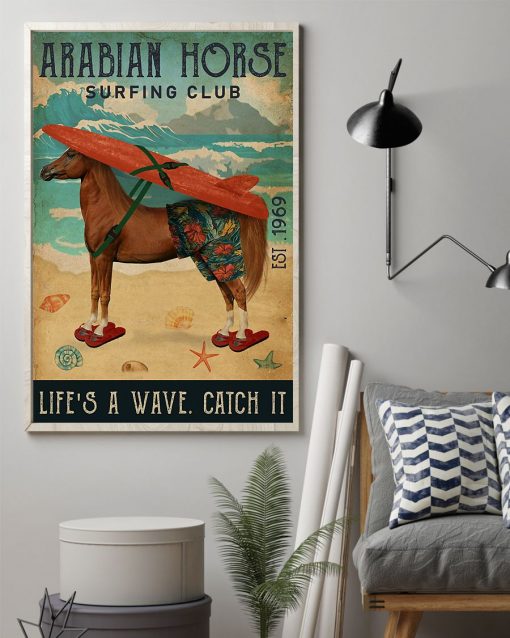 diving club arabian horse lifes a wave catch it vintage poster 2