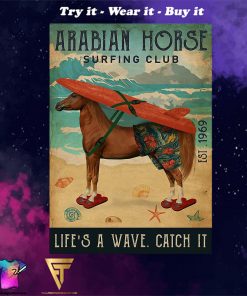 diving club arabian horse lifes a wave catch it vintage poster
