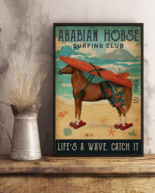 diving club arabian horse lifes a wave catch it vintage poster 3
