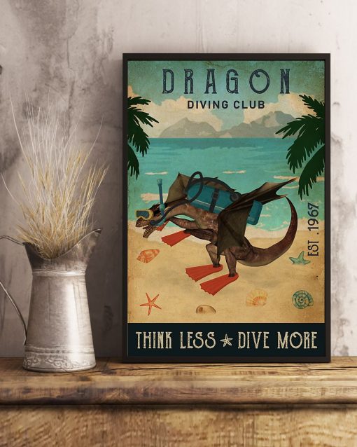 diving club dragon think less dive more vintage poster 3