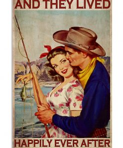 fishing couple and they lived happily ever after vintage poster 1