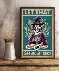 halloween let that shit go witch yoga vintage poster 2
