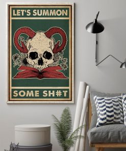 halloween lets summon some shit skull devil vintage poster 2