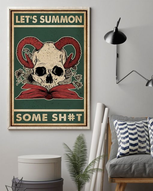 halloween lets summon some shit skull devil vintage poster 2