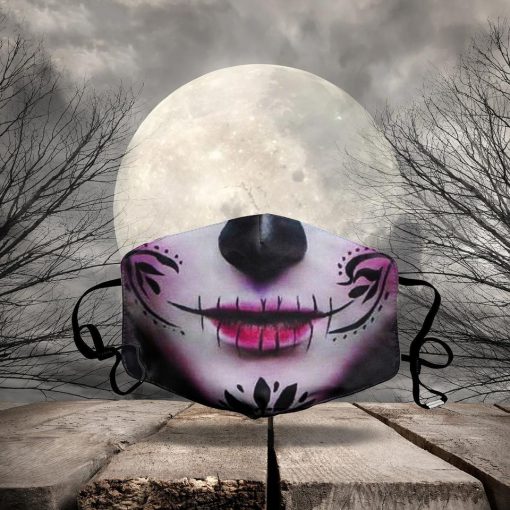 halloween sugar skull all over printed face mask 3