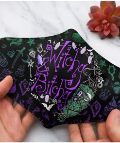 halloween witchy and bitchy all over printed face mask 1