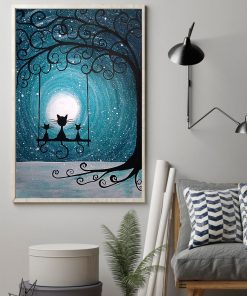 moon light black cat vintage poster 2