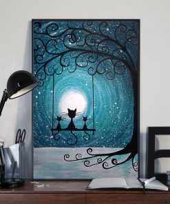 moon light black cat vintage poster 3