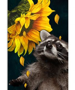 raccoon and sunflower poster 1