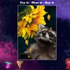 raccoon and sunflower poster