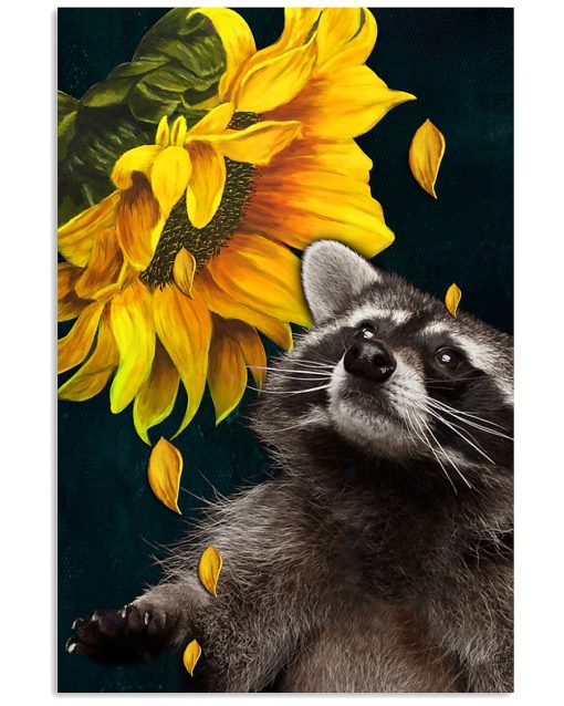 raccoon and sunflower poster 2