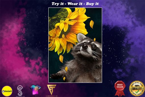 raccoon and sunflower poster