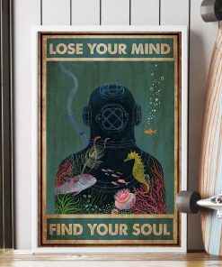 scuba diving lose your mind and find your soul vintage poster 2