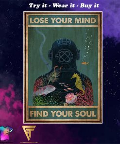 scuba diving lose your mind and find your soul vintage poster