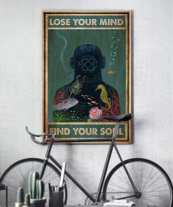 scuba diving lose your mind and find your soul vintage poster 3