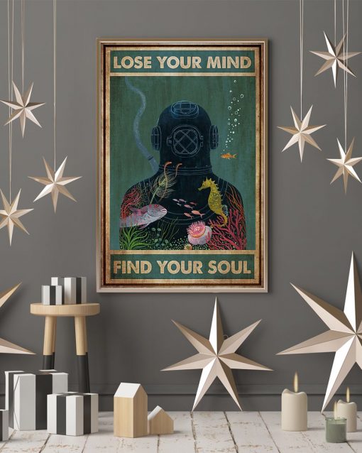 scuba diving lose your mind and find your soul vintage poster 4