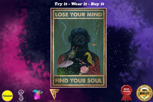 scuba diving lose your mind and find your soul vintage poster