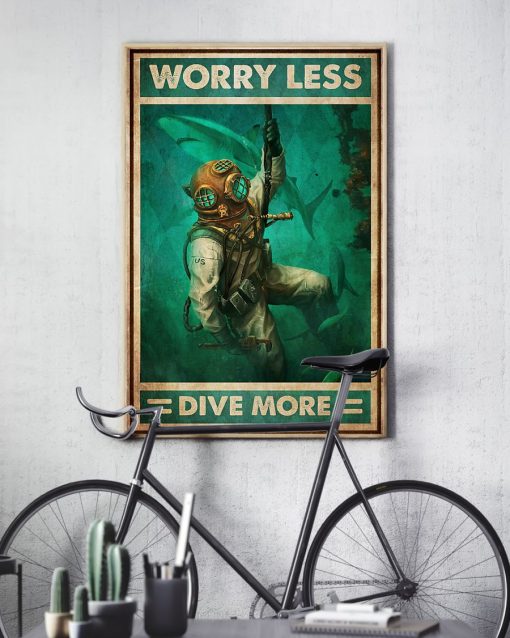 scuba diving worry less dive more vintage poster 3