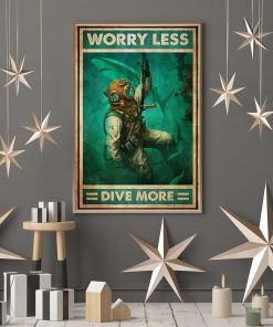 scuba diving worry less dive more vintage poster 4