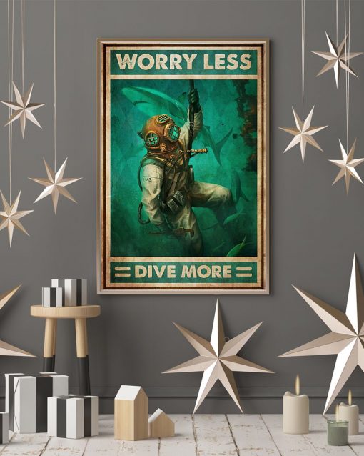 scuba diving worry less dive more vintage poster 4