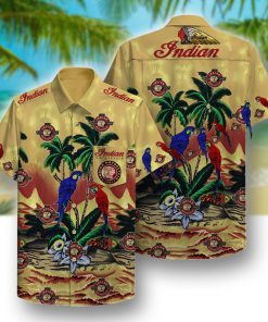 tropical indian motorcycle parrot pattern hawaiian shirt 3