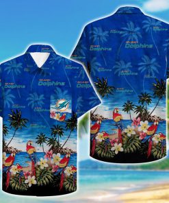 tropical miami dolphins parrot hawaiian shirt 1
