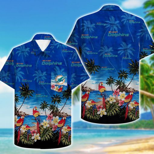 tropical miami dolphins parrot hawaiian shirt 2