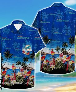 tropical miami dolphins parrot hawaiian shirt
