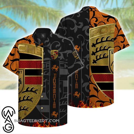 tropical porsche symbol hawaiian shirt
