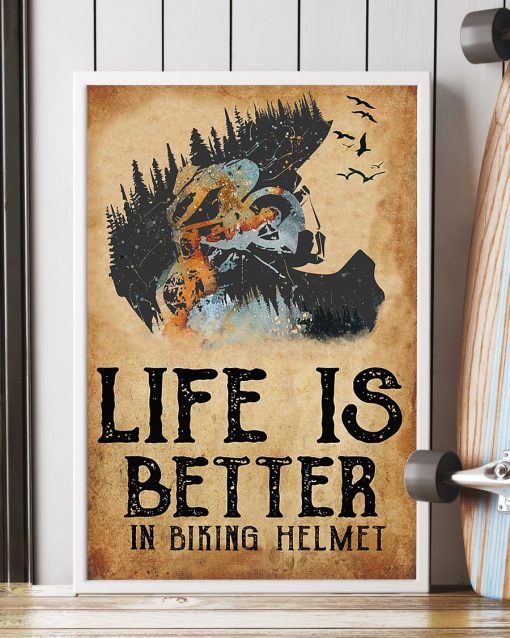 vintage life is better in biking helmet poster 2