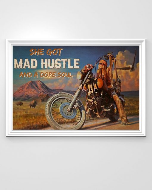 vintage motorbike girl she got mad hustle and a dope soul poster 2
