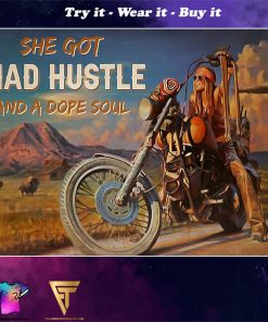 vintage motorbike girl she got mad hustle and a dope soul poster