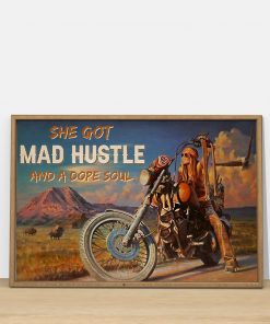 vintage motorbike girl she got mad hustle and a dope soul poster 3