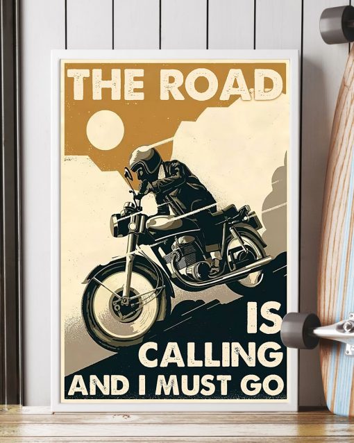 vintage motorcycle the road is calling and i must go poster 2