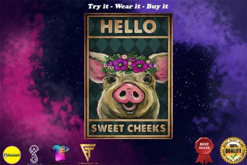 vintage pig hello sweet cheeks poster