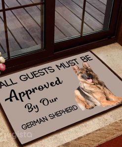 all guests must be approved by our german shepherd lying down doormat 1